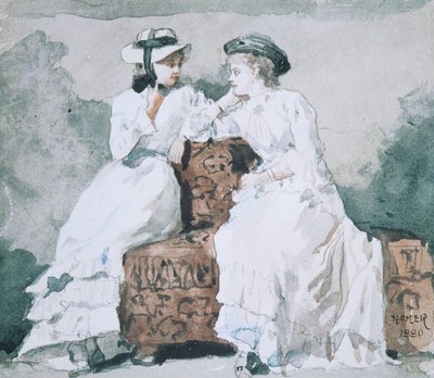 两位女士，1880年。 作者 温斯洛·荷马