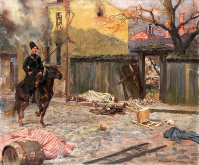 Raid Pogrom"，1907年。 作者 Wojciech Kossak