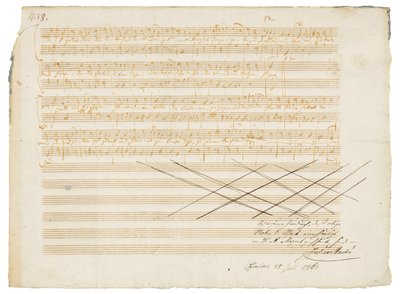 亲笔签名音乐手稿Zwei deutsche Kirchenlieder，K.343 作者 沃尔夫冈·阿玛迪斯·莫扎特