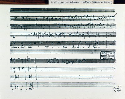 Sheet music page for Querite primum regnum Dei by Mozart to obtain the title of Accademia filarmonico, version corrected by father Martini (1770) 作者 沃尔夫冈·阿玛迪斯·莫扎特