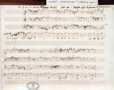 莫扎特的 Querite primum regnum Dei 乐谱页面，获得了 Accademico filarmonico (1770) 的称号 作者 沃尔夫冈·阿玛迪斯·莫扎特