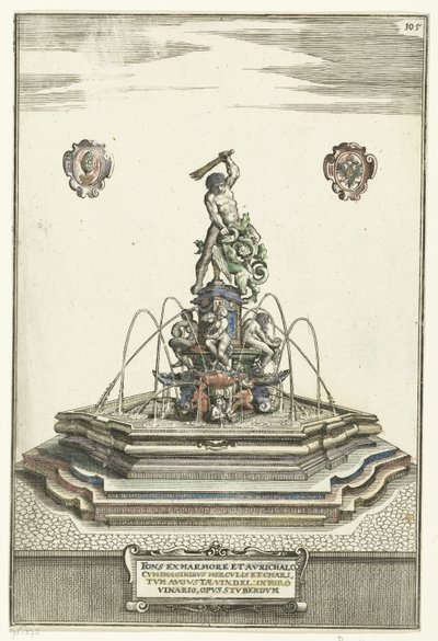 带台阶的六角形高台盆
Fons ex marmore et avrichalc (...) （物品标题）
新奇建筑（系列名称） 作者 沃尔夫冈·基利安（Wolfgang Kilian）