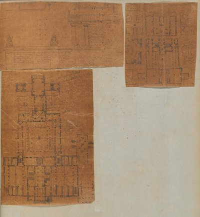 来自一个剪贴簿的页面，其中包含建筑的图画和一些印刷品，大约1800-1850年。创作者。Charles Percier工作室, Pierre François Léonard Fontaine工作室。 作者 Charles Percier 工作室，Pierre 工作室