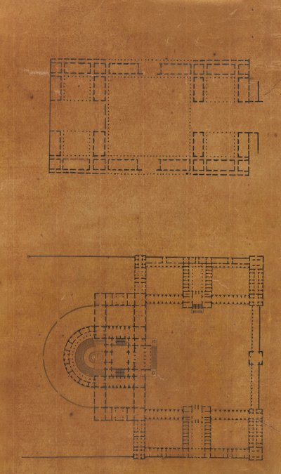 来自一个剪贴簿的页面，其中包含建筑的图画和一些印刷品，大约1800-1850年。创作者。Charles Percier工作室, Pierre François Léonard Fontaine工作室。 作者 Charles Percier 工作室，Pierre 工作室