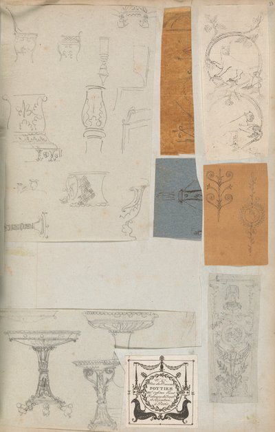 来自一个剪贴簿的页面，其中包含建筑的图画和一些印刷品，约1800-1850年。创作者：Charles Percier工作室, Pierre François Léonard Fontaine工作室。 作者 Charles Percier 工作室，Pierre 工作室