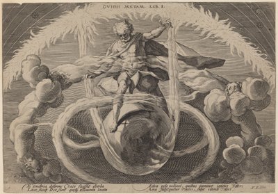 混沌：混沌的解构，或元素的创造 作者 Workshop of Hendrick Goltzius, after Hendrick Goltzius