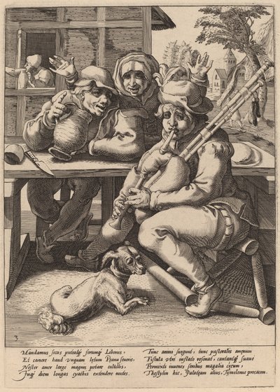 风笛必须被填满 作者 Hendrick Goltzius 工作室，在 Karel van Mander 一世之后