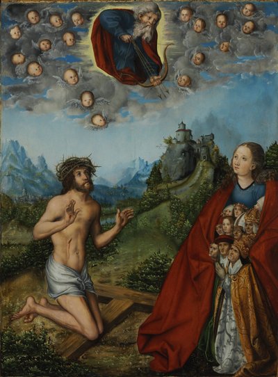 双重代祷基督和圣母在父神面前为人类代祷 作者 卢卡斯·克拉纳赫（Lucas Cranach）讲习班