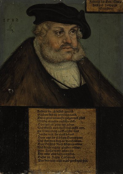 腓特烈三世（1463-1525），智者，萨克森选帝侯 作者 卢卡斯·克拉纳赫（Lucas Cranach）讲习班