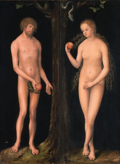 德语：Adam und Eva 亚当和夏娃 作者 卢卡斯·克拉纳赫（Lucas Cranach）讲习班