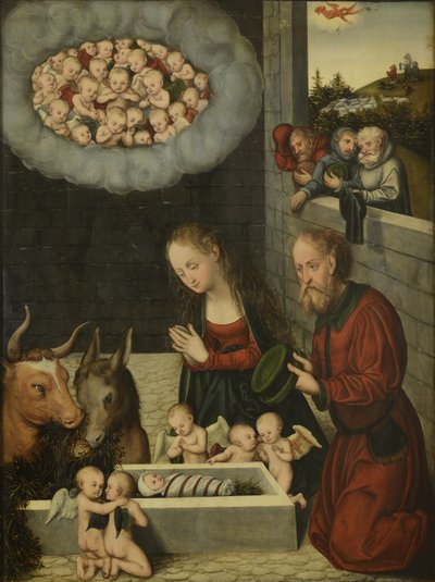 德语：Anbetung des Kindes 牧羊人的崇拜



























" 作者 卢卡斯·克拉纳赫（Lucas Cranach）讲习班