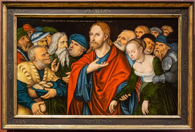 德语: Christus und die Ehebrecherin 基督与通奸妇女 作者 卢卡斯·克拉纳赫（Lucas Cranach）讲习班
