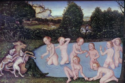 德语：Diana und Aktäon Diana and Actaeon 作者 卢卡斯·克拉纳赫（Lucas Cranach）讲习班
