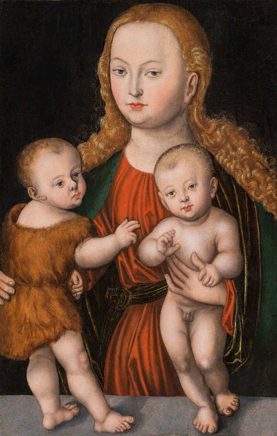 德语：Madonna mit Kind und Johannesknaben 圣母与圣婴圣约翰的孩子 作者 卢卡斯·克拉纳赫（Lucas Cranach）讲习班