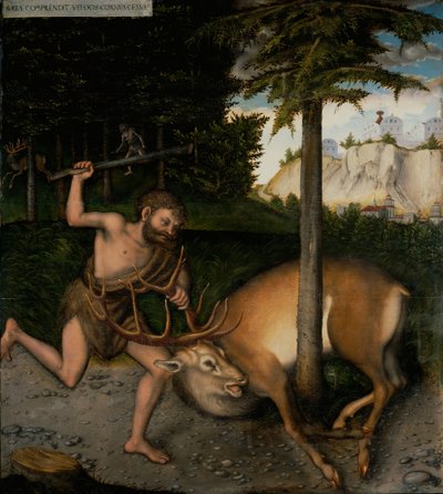 大力士和阿卡迪亚鹿 作者 卢卡斯·克拉纳赫（Lucas Cranach）讲习班