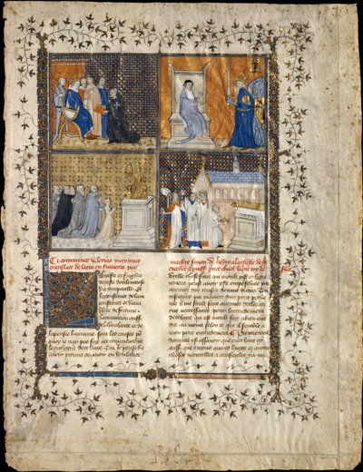 Valerius Maximus手稿的叶子，约1380-90年。 作者 Workshop of Pierre Remiet