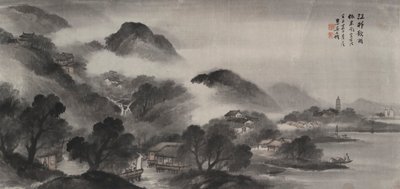 雨前的河畔村庄 作者 吴世贤