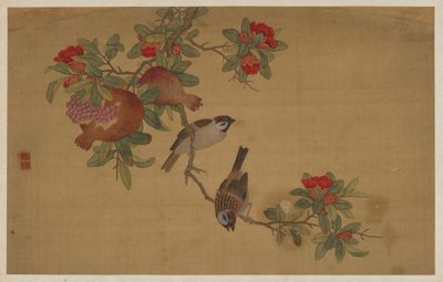 鸟、果、花，清代，1741年。 作者 吴章