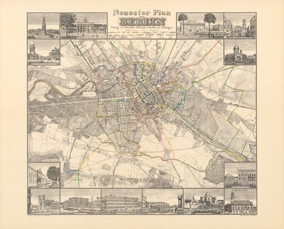 柏林的历史地图，由Verlag Gebrueder Rocca出版，柏林1838年 作者 W.v. Moellendorf