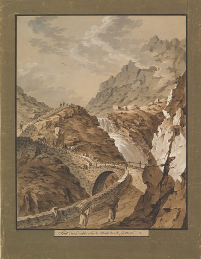 1785-1824年，魔鬼桥朝向瑞士的戈塔德山。 作者 泽维尔特里纳