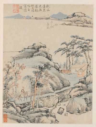 季节景观相册，第 F 叶（前第 5 叶） 作者 萧云从