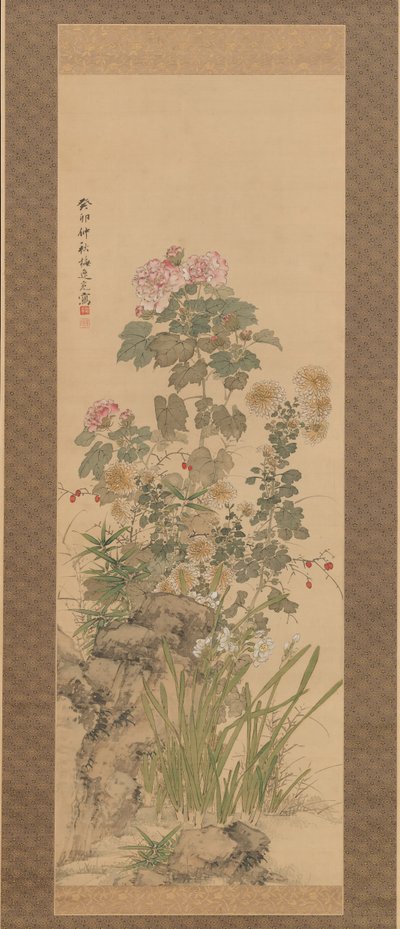 秋天的花，1843年。 作者 山本白津