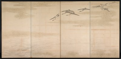 鹅，芦苇和水，1800年代。 作者 山本白津