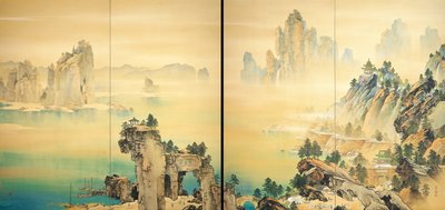 盂兰盆节 - 好兆头 - 山本俊京 (1871-1933) - 1931 - 丝绸水彩画 - 足立美术馆 作者 山本俊京