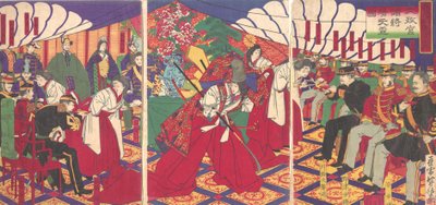 指挥官接受天皇的酒杯，1886年明治19年。 作者 山崎敏信