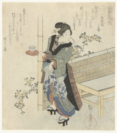 山吹花的女服务员
三都名花（系列标题）
三都梅（实物上的系列名称） 作者 Yanagawa Shigenobu (I)