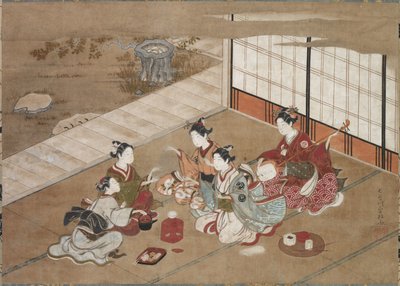 玩手游，约1760年。 作者 长谷川保正