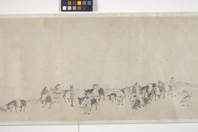 运粮的一百头驴》，手卷，约 1700 年（纸上墨迹） 作者 叶寅