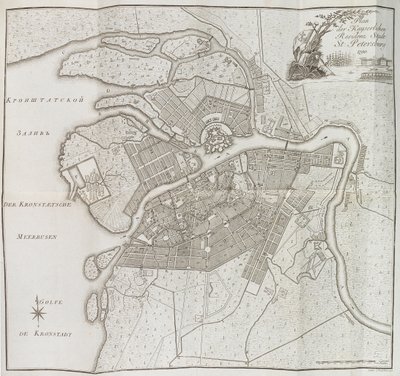 圣彼得堡地图，1790年。 作者 叶菲姆·马克西莫维奇·胡佳科夫