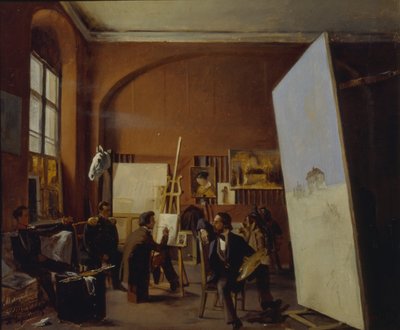 画家瓦西里·马克苏托夫伯爵的工作室，1858年 作者 Yevgraf Semyonovich Sorokin
