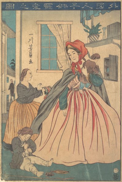 一个外国人在享受她的孩子，1860年10月。 作者 吉和