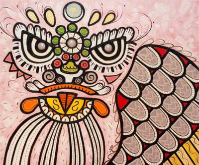 舞狮白》，2022 年（布面油画） 作者 曾悦