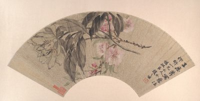 桃花和牡丹，约1860年。 作者 赵志谦