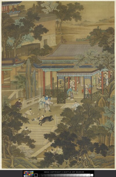 婕妤从熊手中保护皇帝， c.1740（纸本设色） 作者 直道城