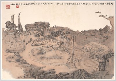 描绘四川省新市金沙江码头的画作 作者 周军