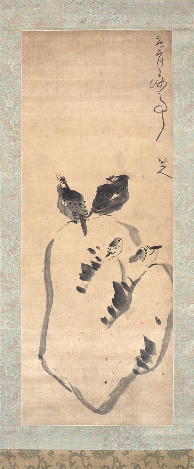 湖石上的鸟儿 作者 朱达
