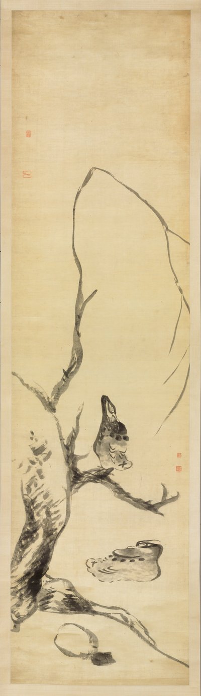 鸟和鸭子（缎上的墨水） 作者 朱达八大山人