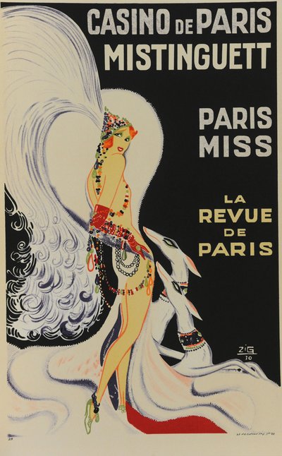 巴黎赌场。Mistinguett。巴黎小姐，1930年。 作者 之字形