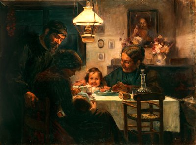 工人家庭（布面油画） 作者 佐卡·扎纳德利（Zocca Zanardelli）