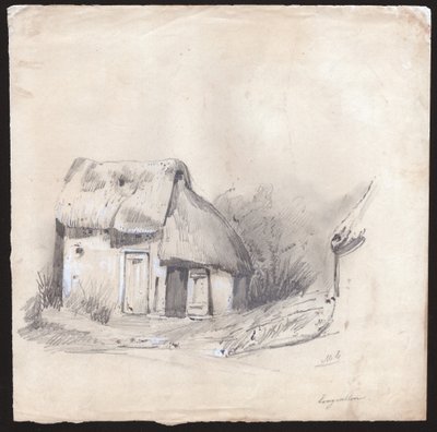 法国中部的一座茅草屋。约1830年（插图）。 作者 . .