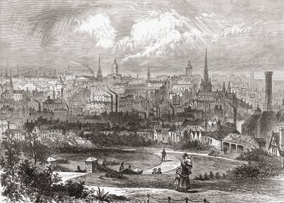 19世纪末英国西米德兰郡的伯明翰，出自1898年出版的《我们自己的国家》。 作者 费迪南德·乔治·沃尔德米勒