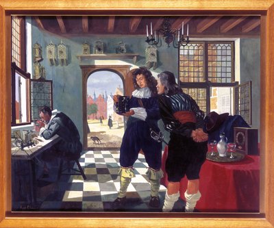 钟表制造商 Christiaan Huygens在Salomon Coster的钟表店。 作者 弗雷德里克（致）巴纳德
