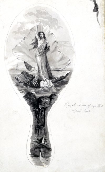 以贝壳中的维纳斯为主题的镜背设计，约1870-1875年 作者 弗雷德里克（致）巴纳德