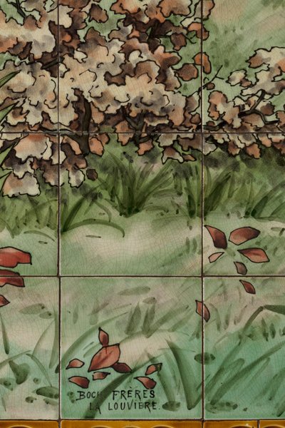 内景，瓷砖面板，画家Furcy Ernest Tondeur，执行者Boch Frères La Louvière，第二面板，细节 作者 . .