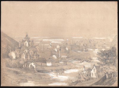 诺曼底费康市的全景图。1841年（绘图） 作者 . .