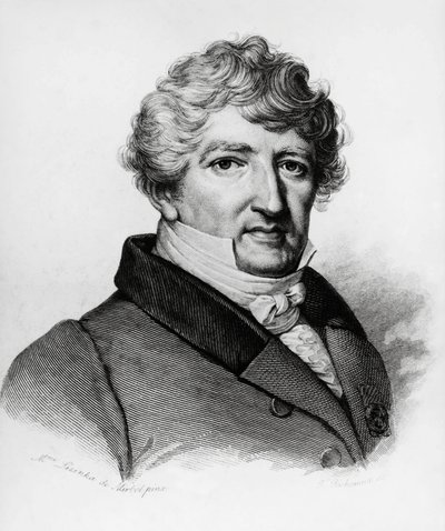 Georges Leopold Chretien Frederic Dagobert Cuvier (1769-1832)的肖像，法国生物学家，版画 作者 塞维里尼